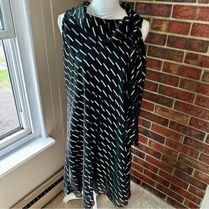 Robbie Bee Black Gold Sleeveless A-Line Dress Shear Sheath Scarf Cowl Neck Party